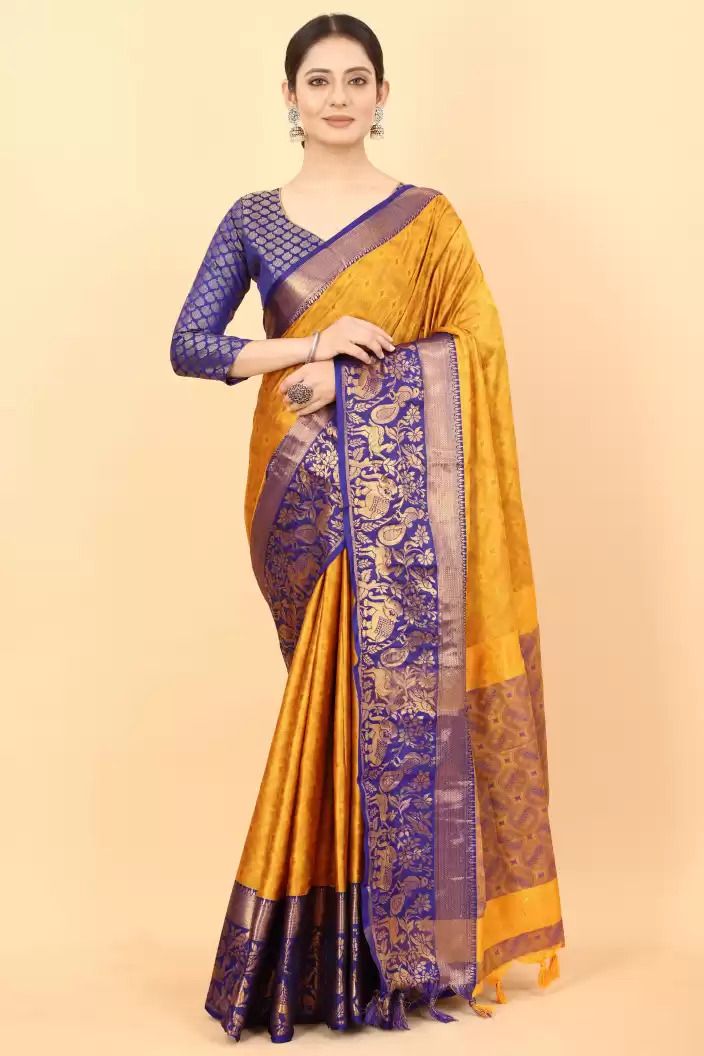 Trending Zari Jacquard Aura Silk Saree