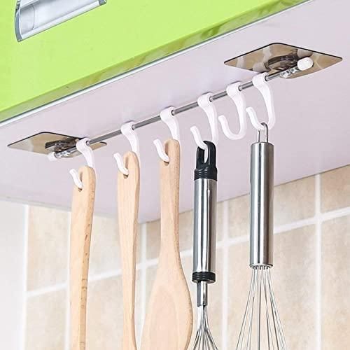 Metal wall-mounted Rail for Kitchen, Bathroom, and Wardrobe (6 Hook)